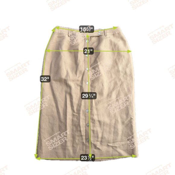 Emma James Button Front Linen Blend Skirt Mid Length 14 Belt Loops‎ Old Money - Picture 2 of 6